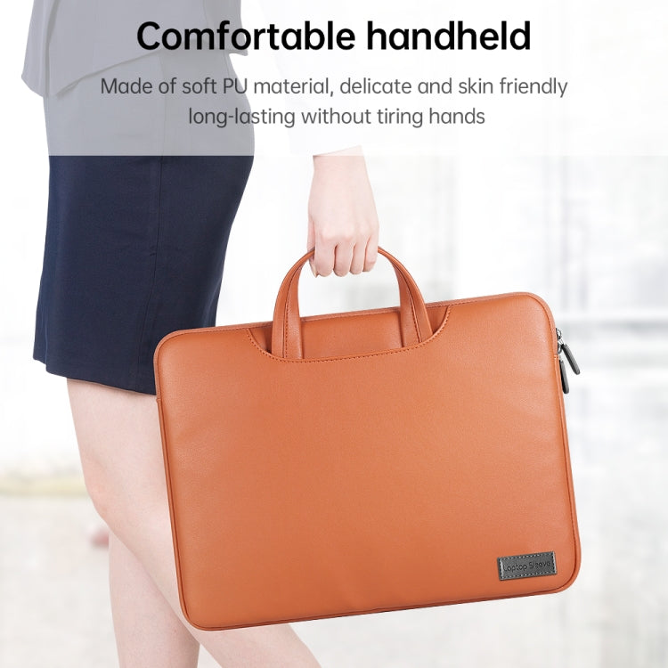 Waterproof PU Laptop Bag Inner Bag, Size:15 inch(Brown) - free shipping - PMC Jewellery - Order now!