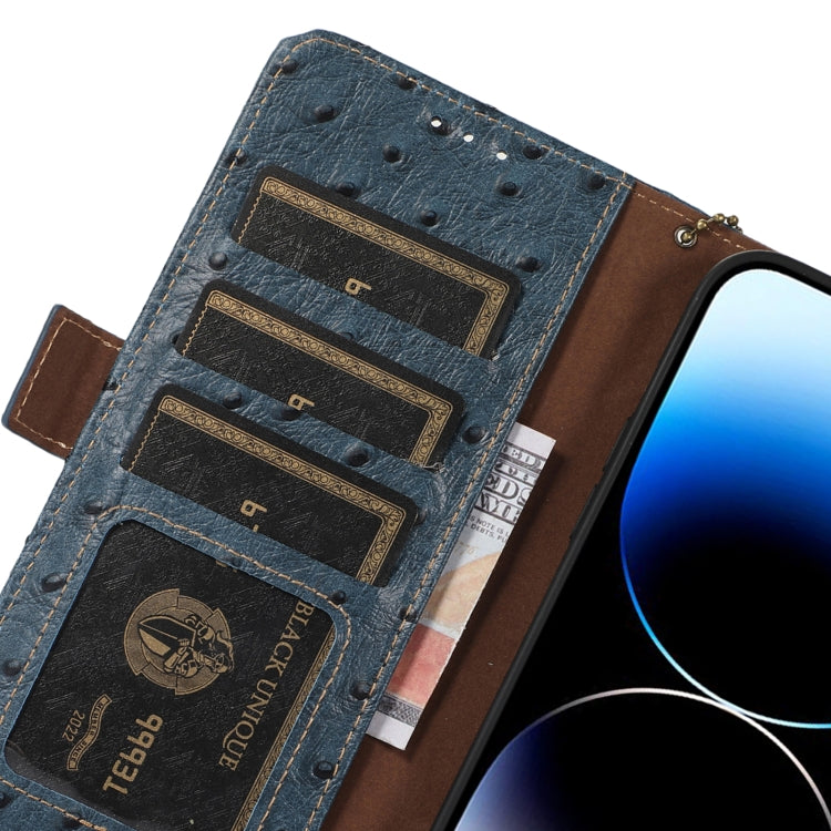 For Google Pixel 8 Ostrich Pattern Genuine Leather RFID Phone Case(Blue) - Google Cases by PMC TechLife | Online Shopping South Africa | PMC TechLife | Buy Now Pay Later Mobicred