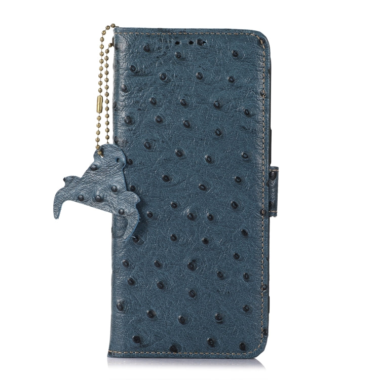 For Honor Magic5 Pro Ostrich Pattern Genuine Leather RFID Phone Case(Blue) - Honor Cases by PMC TechLife | Online Shopping South Africa | PMC TechLife | Buy Now Pay Later Mobicred