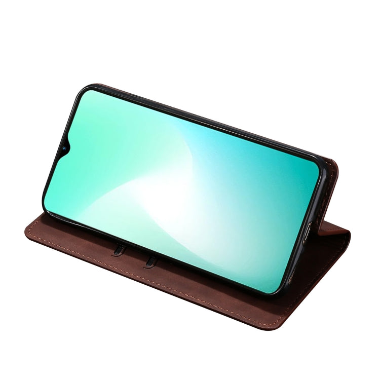 For Blackview A52 Skin Feel Magnetic Horizontal Flip Leather Phone Case(Dark Brown) - More Brand by PMC Jewellery | Online Shopping South Africa | PMC Jewellery | Buy Now Pay Later Mobicred
