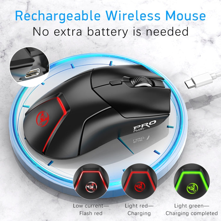 HXSJ T40 7 Keys 4000DPI Three-mode Colorful Backlight Wireless Gaming Mouse Rechargeable(Black) - Wireless Mice by HXSJ | Online Shopping South Africa | PMC Jewellery | Buy Now Pay Later Mobicred