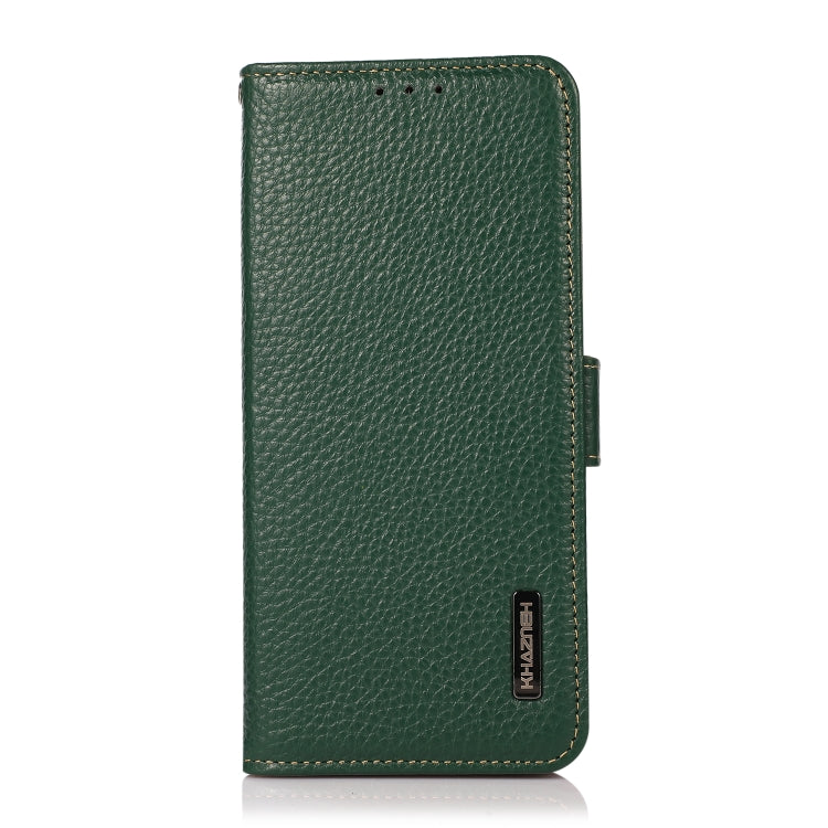 For Honor Magic5 KHAZNEH Side-Magnetic Litchi Genuine Leather RFID Phone Case(Green) - Honor Cases by PMC TechLife | Online Shopping South Africa | PMC TechLife | Buy Now Pay Later Mobicred