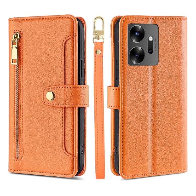 For Infinix Zero 20 Sheep Texture Cross-body Zipper Wallet Leather Phone Case(Orange) - Infinix Cases by PMC TechLife | Online Shopping South Africa | PMC TechLife | Buy Now Pay Later Mobicred