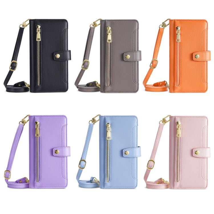 For Nokia G22 Sheep Texture Cross-body Zipper Wallet Leather Phone Case(Grey) - Nokia Cases by PMC TechLife | Online Shopping South Africa | PMC TechLife | Buy Now Pay Later Mobicred