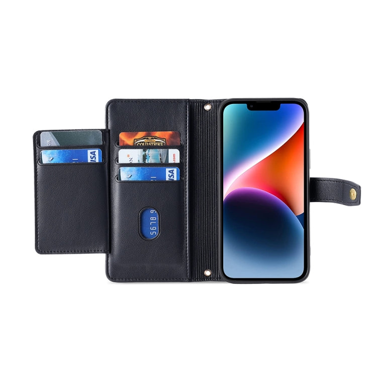 For Honor Magic5 Pro Sheep Texture Cross-body Zipper Wallet Leather Phone Case(Black) - Honor Cases by PMC TechLife | Online Shopping South Africa | PMC TechLife | Buy Now Pay Later Mobicred