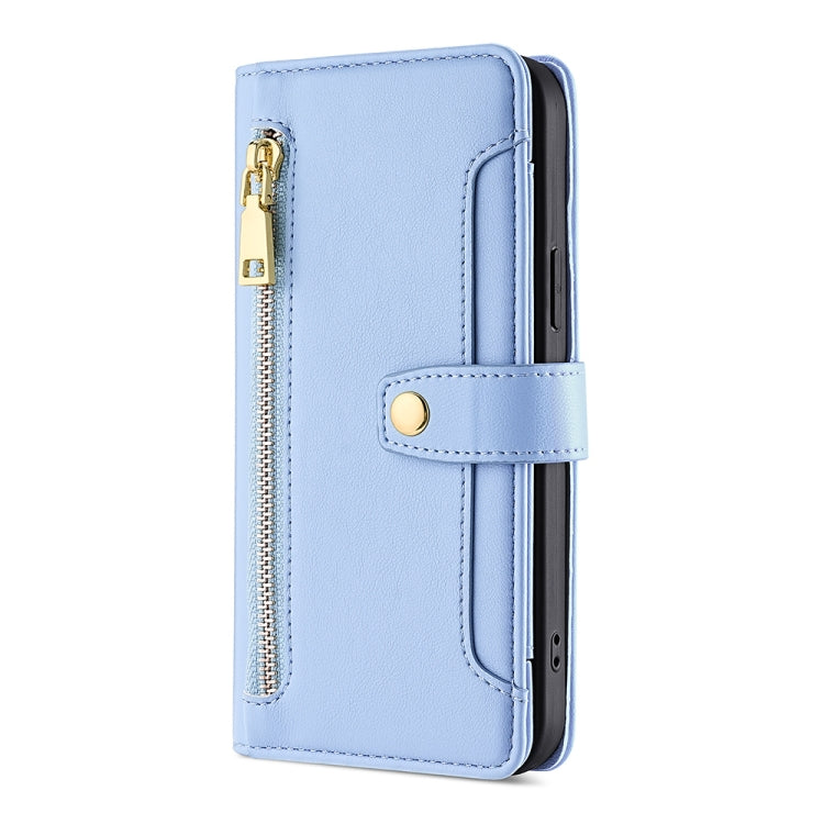 For OnePlus Ace 2V 5G Sheep Texture Cross-body Zipper Wallet Leather Phone Case(Blue) - OnePlus Cases by PMC TechLife | Online Shopping South Africa | PMC TechLife | Buy Now Pay Later Mobicred