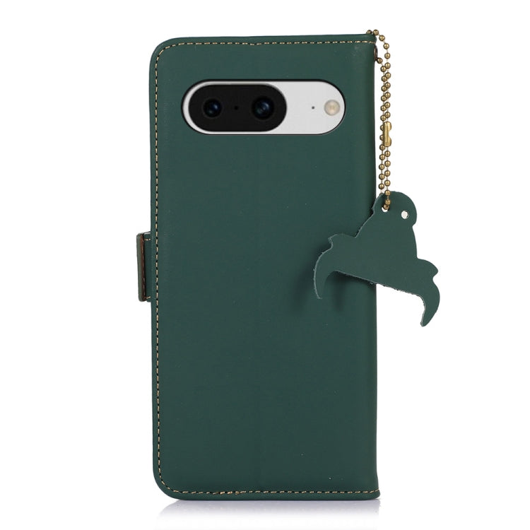 For Google Pixel 8 Genuine Leather Magnetic RFID Leather Phone Case(Green) - Google Cases by PMC TechLife | Online Shopping South Africa | PMC TechLife | Buy Now Pay Later Mobicred