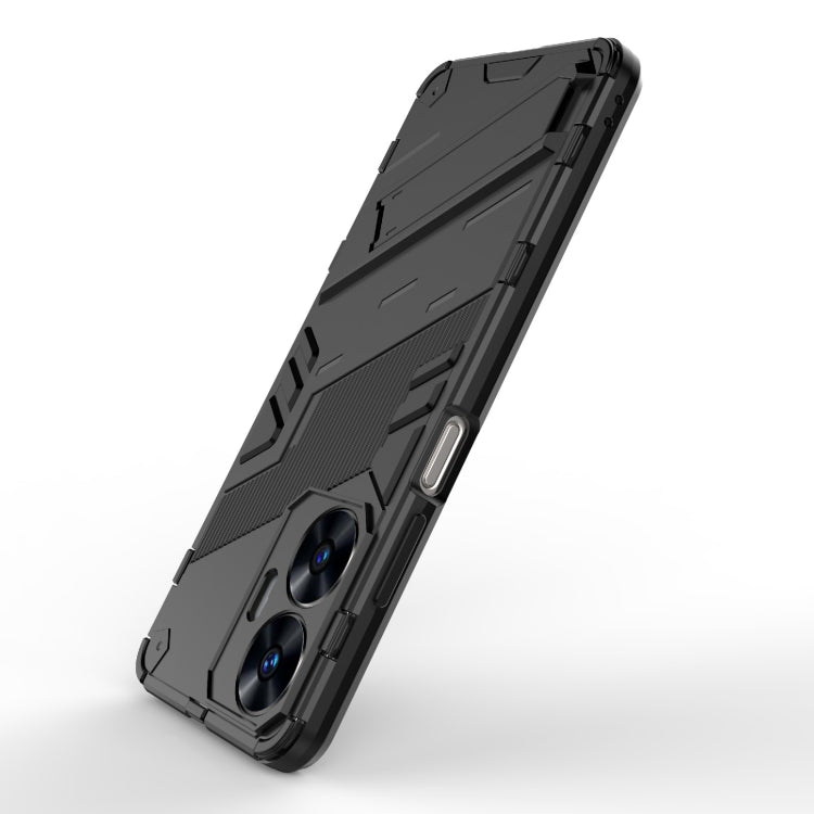 For Realme C55 Punk Armor 2 in 1 PC + TPU Shockproof Phone Case with Invisible Holder(Black) - Realme Cases by PMC Jewellery | Online Shopping South Africa | PMC Jewellery | Buy Now Pay Later Mobicred