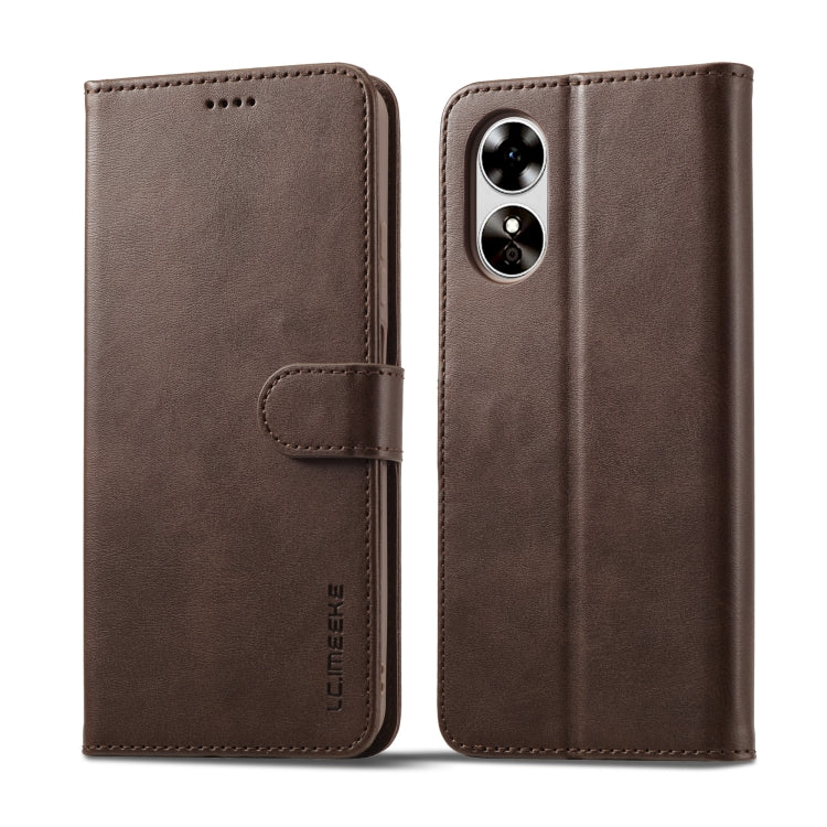 For OPPO A78 5G Global LC.IMEEKE Calf Texture Horizontal Flip Leather Case(Brown) - OPPO Cases by LC.IMEEKE | Online Shopping South Africa | PMC TechLife | Buy Now Pay Later Mobicred