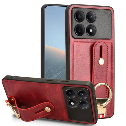 For Xiaomi Redmi K70/K70 Pro Wristband Leather Back Phone Case(Red) - K70 Pro Cases by PMC Jewellery | Online Shopping South Africa | PMC Jewellery | Buy Now Pay Later Mobicred