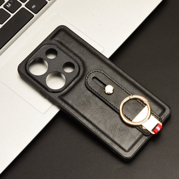 For Xiaomi Poco M6 Pro 4G Wristband Leather Back Phone Case(Black) - Xiaomi Cases by PMC TechLife | Online Shopping South Africa | PMC TechLife | Buy Now Pay Later Mobicred