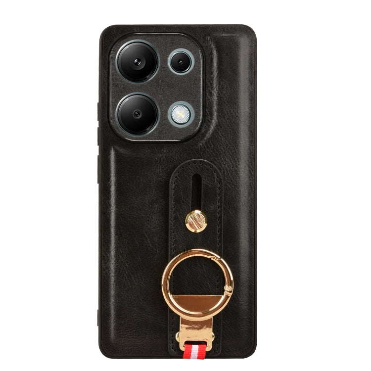 For Xiaomi Poco M6 Pro 4G Wristband Leather Back Phone Case(Black) - Xiaomi Cases by PMC TechLife | Online Shopping South Africa | PMC TechLife | Buy Now Pay Later Mobicred