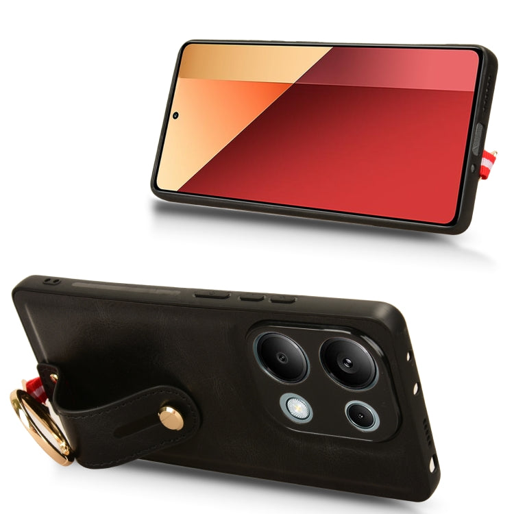 For Xiaomi Poco M6 Pro 4G Wristband Leather Back Phone Case(Black) - Xiaomi Cases by PMC TechLife | Online Shopping South Africa | PMC TechLife | Buy Now Pay Later Mobicred