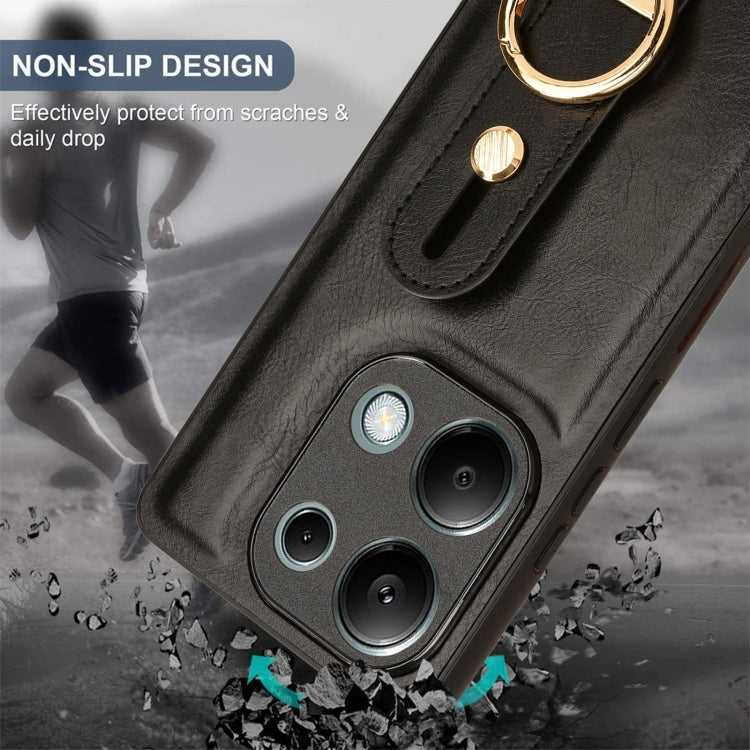 For Xiaomi Poco M6 Pro 4G Wristband Leather Back Phone Case(Black) - Xiaomi Cases by PMC TechLife | Online Shopping South Africa | PMC TechLife | Buy Now Pay Later Mobicred