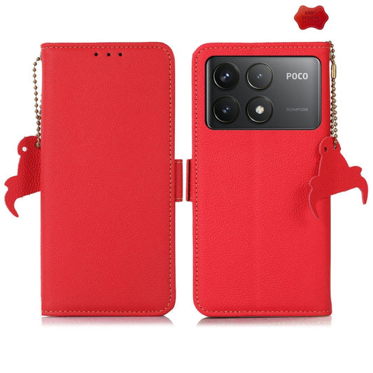 For Xiaomi Redmi K70 Side-Magnetic TJ Genuine Leather RFID Phone Case(Red) - K70 Cases by PMC Jewellery | Online Shopping South Africa | PMC Jewellery | Buy Now Pay Later Mobicred