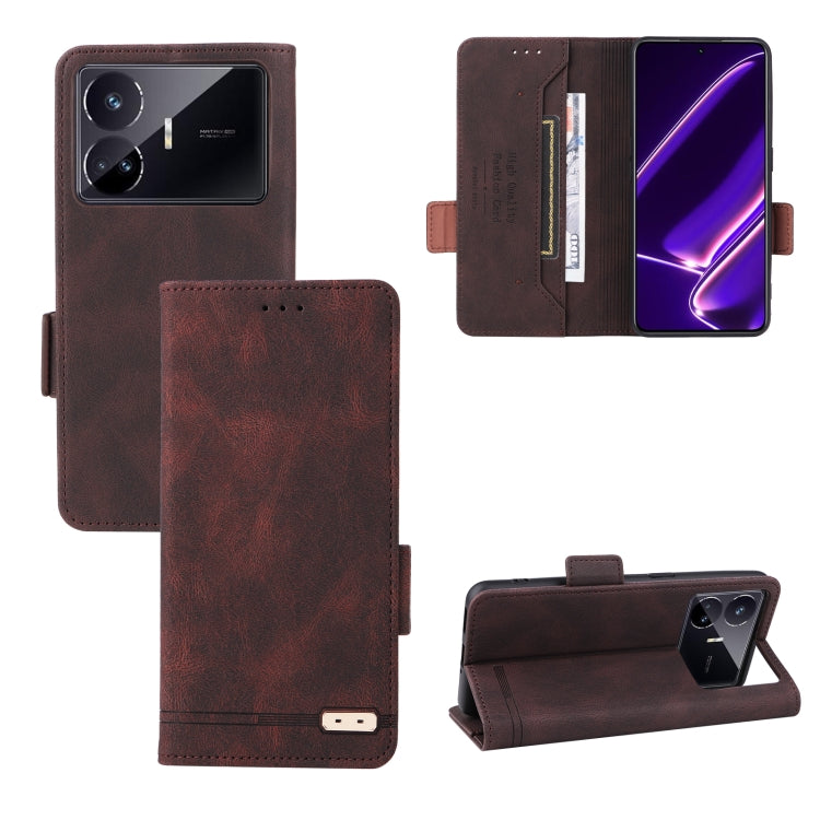 For Realme GT Neo5 SE Magnetic Clasp Leather Phone Case(Brown) - Realme Cases by PMC TechLife | Online Shopping South Africa | PMC TechLife | Buy Now Pay Later Mobicred