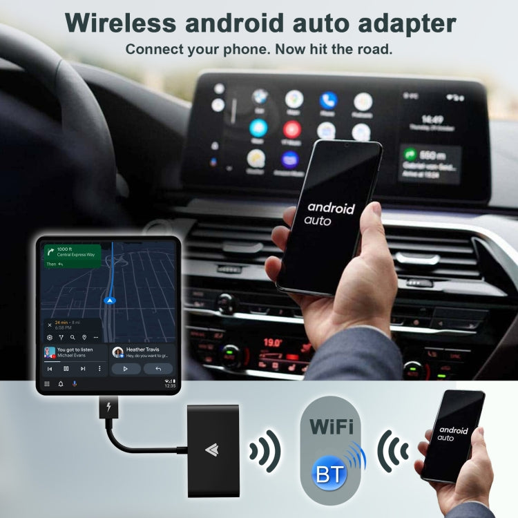 THT-020-2+ USB + USB-C / Type-C Wired to Wireless Carplay Adapter for Android Smartphone(Black) - free shipping - PMC TechLife - Order now!