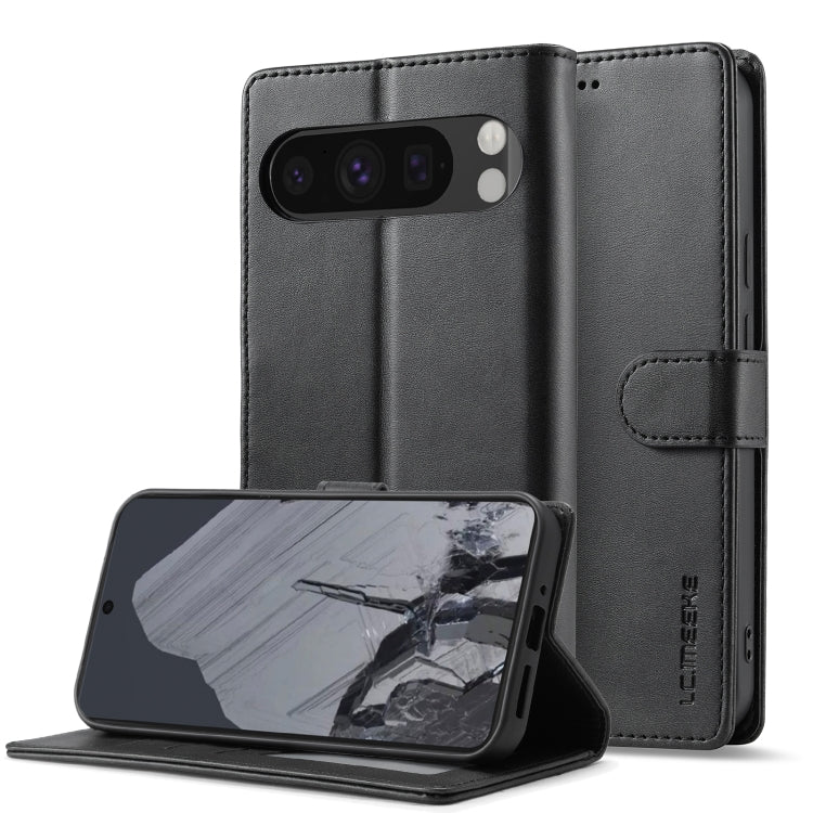 For Google Pixel 9 Pro XL LC.IMEEKE Calf Texture Flip Leather Phone Case(Black) - free shipping - PMC TechLife - Order now!