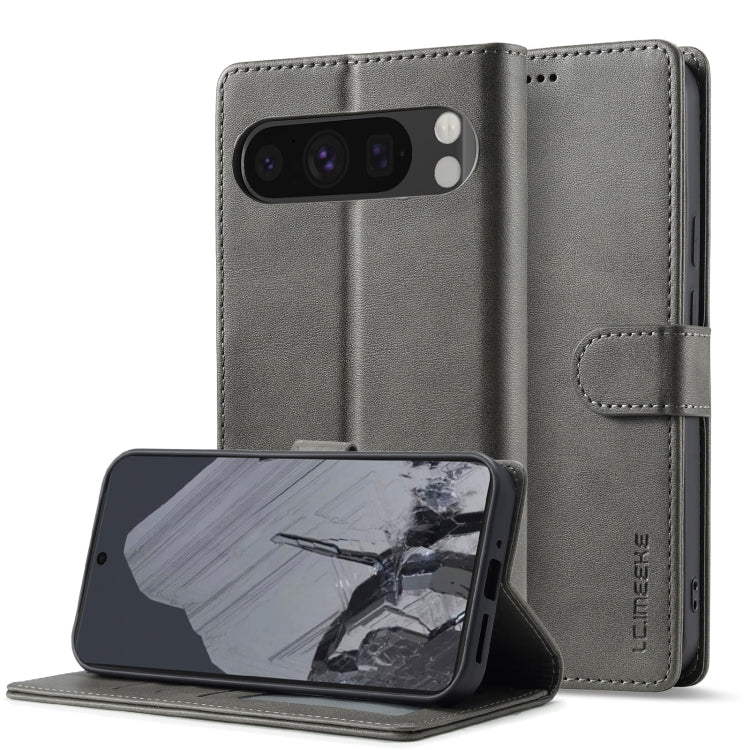 For Google Pixel 9 / 9 Pro LC.IMEEKE Calf Texture Flip Leather Phone Case(Grey) - free shipping - PMC TechLife - Order now!