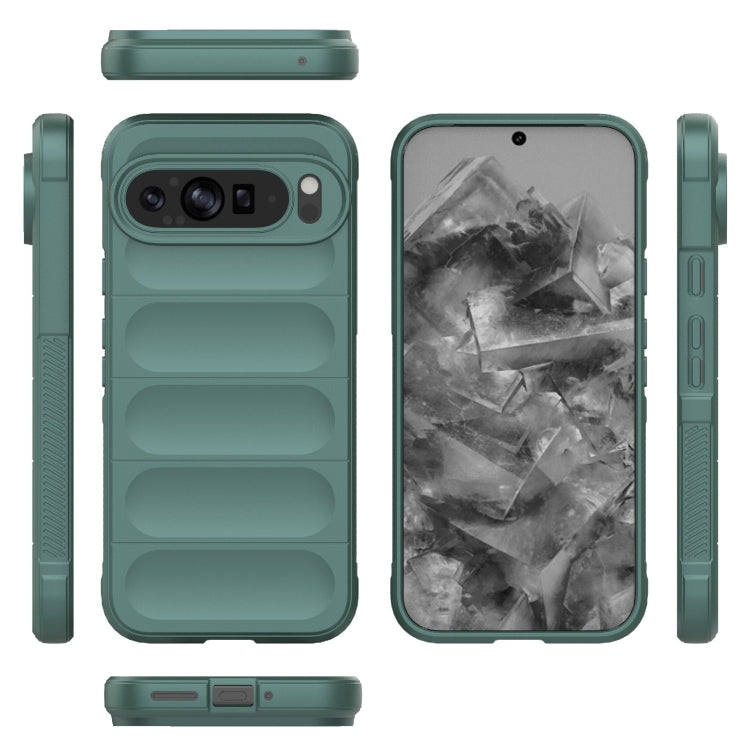 For Google Pixel 9 Pro XL 5G Magic Shield TPU + Flannel Phone Case(Dark Green) - Google Cases by PMC Jewellery | Online Shopping South Africa | PMC Jewellery | Buy Now Pay Later Mobicred