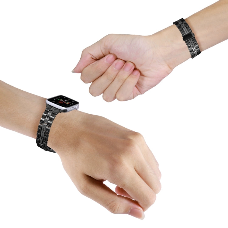 3-Beads Stripe Metal Watch Band For Apple Watch 9 45mm(Black) - free shipping - PMc TechLife - Order now!