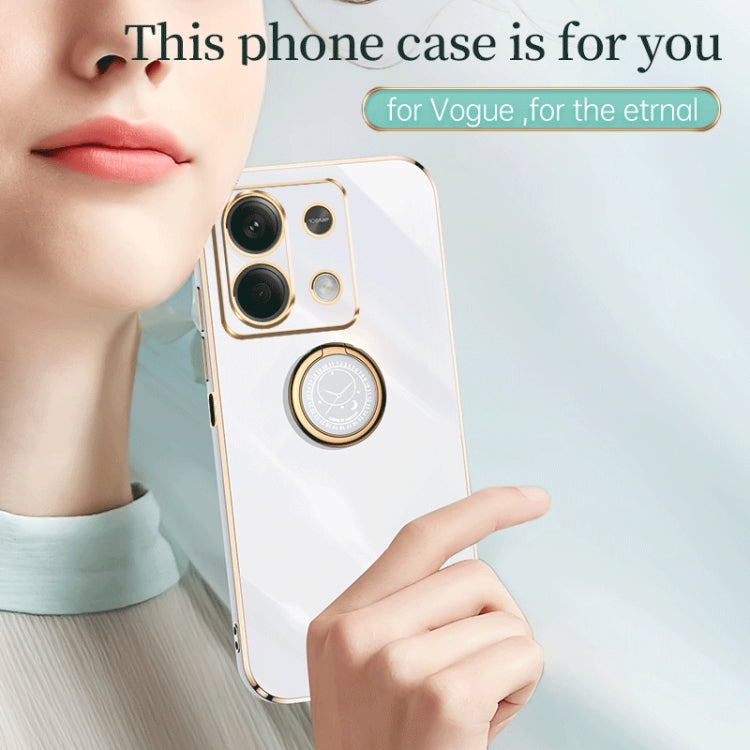 For Xiaomi Redmi Note 13 5G XINLI Straight Edge 6D Electroplate TPU Phone Case with Ring Holder(White) - Note 13 Cases by XINLI | Online Shopping South Africa | PMC Jewellery | Buy Now Pay Later Mobicred