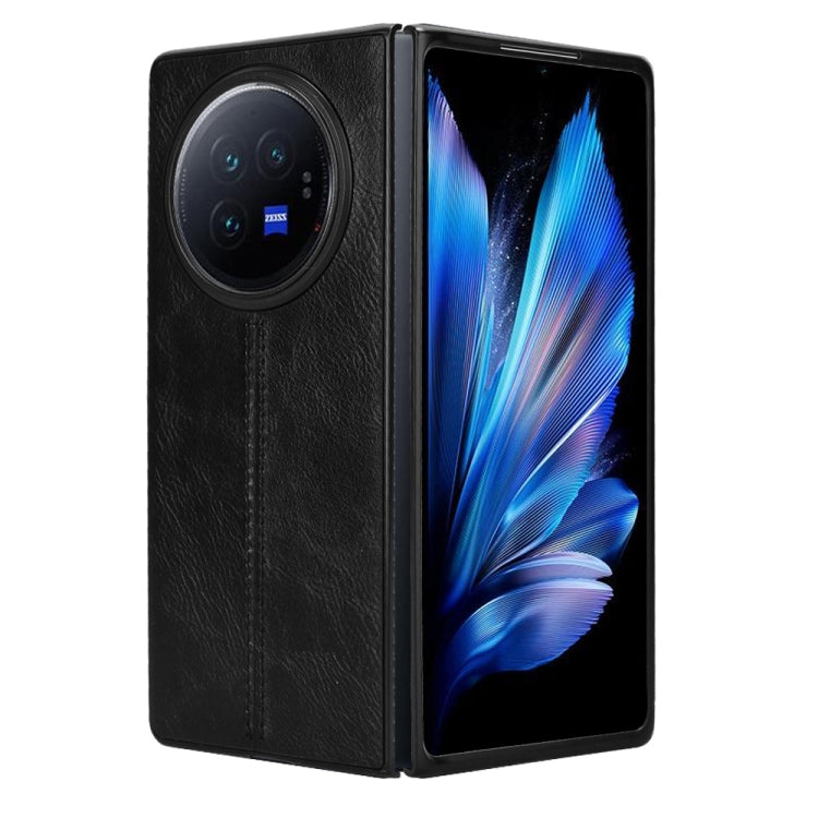 For vivo X Fold3 Pro Cow Pattern Sewing Back Cover Phone Case(Black) - vivo Cases by PMC TechLife | Online Shopping South Africa | PMC TechLife | Buy Now Pay Later Mobicred