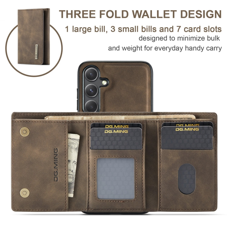 For Samsung Galaxy S24 5G DG.MING M1 Series 3-Fold Multi Card Wallet + Magnetic Phone Case(Coffee) - Galaxy S24 5G Cases by DG.MING | Online Shopping South Africa | PMC Jewellery | Buy Now Pay Later Mobicred