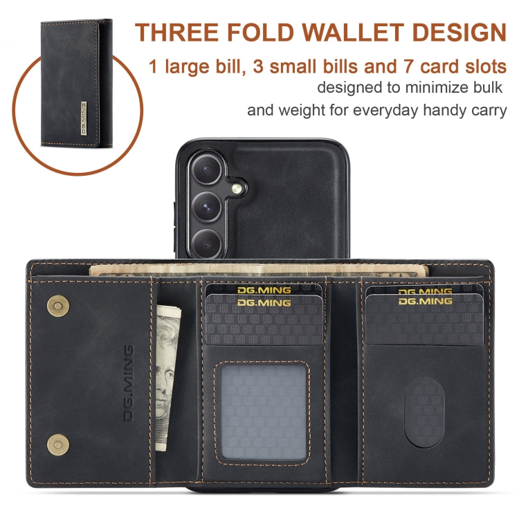 For Samsung Galaxy S24+ 5G DG.MING M1 Series 3-Fold Multi Card Wallet + Magnetic Phone Case(Black) - Galaxy S24+ 5G Cases by DG.MING | Online Shopping South Africa | PMC Jewellery | Buy Now Pay Later Mobicred