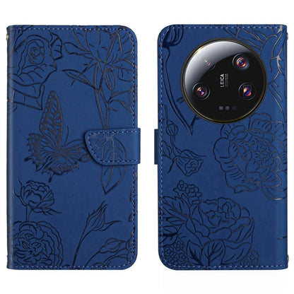 For Xiaomi 14 Ultra Skin Feel Butterfly Embossed Flip Leather Phone Case(Blue) - 14 Ultra Cases by PMC Jewellery | Online Shopping South Africa | PMC Jewellery | Buy Now Pay Later Mobicred