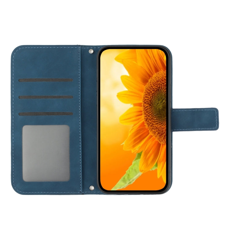 For Xiaomi Poco F5 Pro Skin Feel Sun Flower Embossed Flip Leather Phone Case with Lanyard(Inky Blue) - Xiaomi Cases by PMC Jewellery | Online Shopping South Africa | PMC Jewellery | Buy Now Pay Later Mobicred