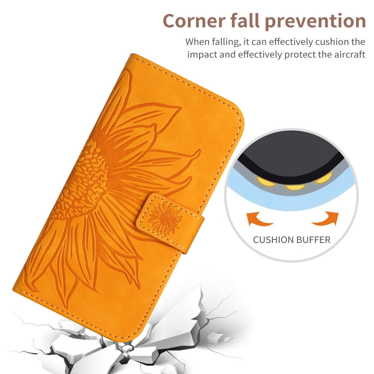 For Xiaomi Poco F5 Pro Skin Feel Sun Flower Embossed Flip Leather Phone Case with Lanyard(Yellow) - Xiaomi Cases by PMC Jewellery | Online Shopping South Africa | PMC Jewellery | Buy Now Pay Later Mobicred