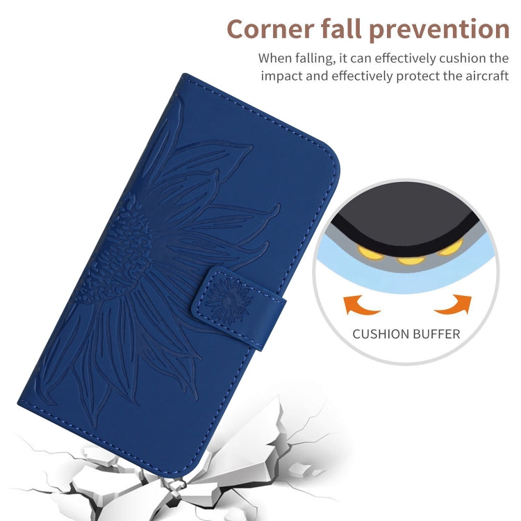 For Xiaomi Redmi Note 12S Skin Feel Sun Flower Embossed Flip Leather Phone Case with Lanyard(Dark Blue) - Xiaomi Cases by PMC Jewellery | Online Shopping South Africa | PMC Jewellery | Buy Now Pay Later Mobicred