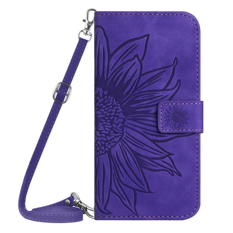 For Xiaomi Redmi 12 5G Skin Feel Sun Flower Embossed Flip Leather Phone Case with Lanyard(Dark Purple) - Xiaomi Cases by PMC Jewellery | Online Shopping South Africa | PMC Jewellery | Buy Now Pay Later Mobicred