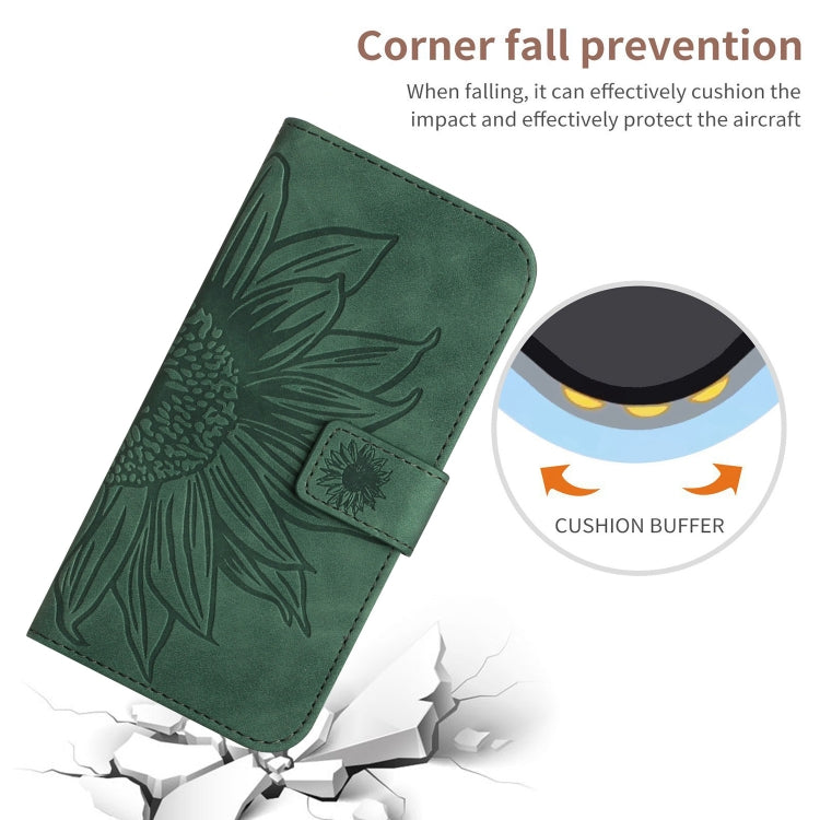 For Xiaomi Redmi 12 5G Skin Feel Sun Flower Embossed Flip Leather Phone Case with Lanyard(Green) - Xiaomi Cases by PMC Jewellery | Online Shopping South Africa | PMC Jewellery | Buy Now Pay Later Mobicred