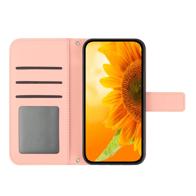 For Xiaomi Redmi 12 5G Skin Feel Sun Flower Embossed Flip Leather Phone Case with Lanyard(Pink) - Xiaomi Cases by PMC Jewellery | Online Shopping South Africa | PMC Jewellery | Buy Now Pay Later Mobicred