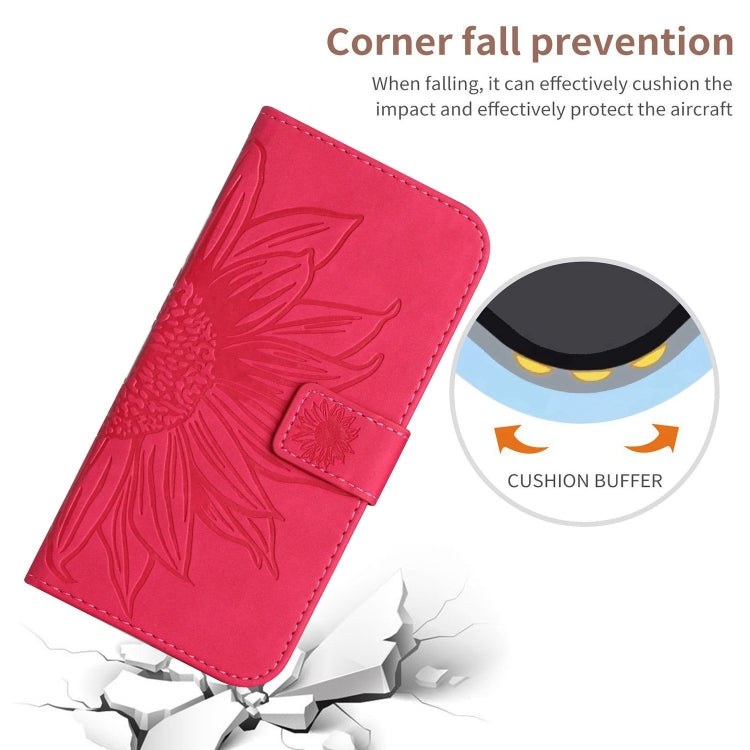 For Xiaomi 13T / 13T Pro Skin Feel Sun Flower Embossed Flip Leather Phone Case with Lanyard(Rose Red) - Xiaomi Cases by PMC Jewellery | Online Shopping South Africa | PMC Jewellery | Buy Now Pay Later Mobicred