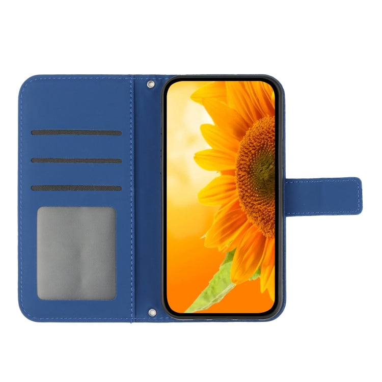 For Xiaomi Redmi 13C 4G Skin Feel Sun Flower Embossed Flip Leather Phone Case with Lanyard(Dark Blue) - 13C Cases by PMC Jewellery | Online Shopping South Africa | PMC Jewellery | Buy Now Pay Later Mobicred