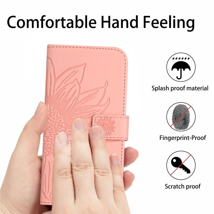 For Xiaomi 14 Skin Feel Sun Flower Embossed Flip Leather Phone Case with Lanyard(Pink) - 14 Cases by PMC Jewellery | Online Shopping South Africa | PMC Jewellery | Buy Now Pay Later Mobicred