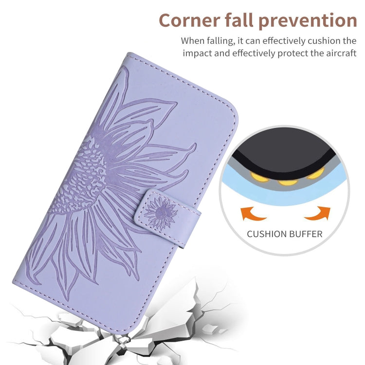 For Xiaomi 14 Skin Feel Sun Flower Embossed Flip Leather Phone Case with Lanyard(Purple) - 14 Cases by PMC Jewellery | Online Shopping South Africa | PMC Jewellery | Buy Now Pay Later Mobicred