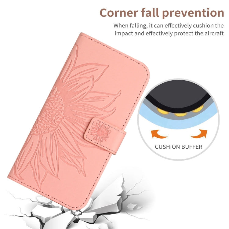 For Xiaomi Redmi 13C 5G Skin Feel Sun Flower Embossed Flip Leather Phone Case with Lanyard(Pink) - 13C Cases by PMC Jewellery | Online Shopping South Africa | PMC Jewellery | Buy Now Pay Later Mobicred