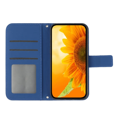 For Xiaomi Redmi Note 13 4G Global Skin Feel Sun Flower Embossed Flip Leather Phone Case with Lanyard(Dark Blue) - Note 13 Cases by PMC Jewellery | Online Shopping South Africa | PMC Jewellery | Buy Now Pay Later Mobicred