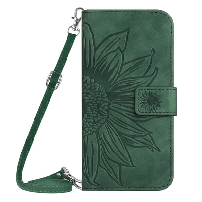 For Xiaomi Redmi A3 Skin Feel Sun Flower Embossed Flip Leather Phone Case with Lanyard(Green) - Xiaomi Cases by PMC Jewellery | Online Shopping South Africa | PMC Jewellery | Buy Now Pay Later Mobicred