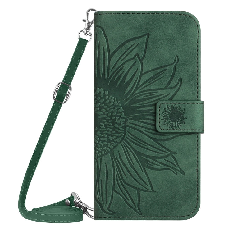 For Xiaomi Redmi Note 13 Pro 4G Global Skin Feel Sun Flower Embossed Flip Leather Phone Case with Lanyard(Green) - Note 13 Pro Cases by PMC Jewellery | Online Shopping South Africa | PMC Jewellery | Buy Now Pay Later Mobicred