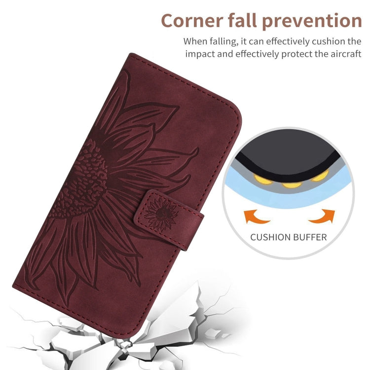 For Xiaomi 14 Ultra Skin Feel Sun Flower Embossed Flip Leather Phone Case with Lanyard(Wine Red) - 14 Ultra Cases by PMC Jewellery | Online Shopping South Africa | PMC Jewellery | Buy Now Pay Later Mobicred