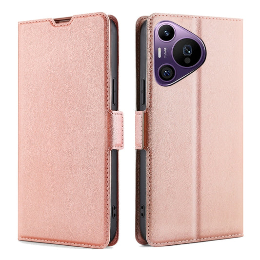 For Huawei Pura 70 Pro / Pro+ Ultra-thin Voltage Side Buckle Horizontal Flip Leather Phone Case(Rose Gold) - Huawei Cases by PMC Jewellery | Online Shopping South Africa | PMC Jewellery | Buy Now Pay Later Mobicred