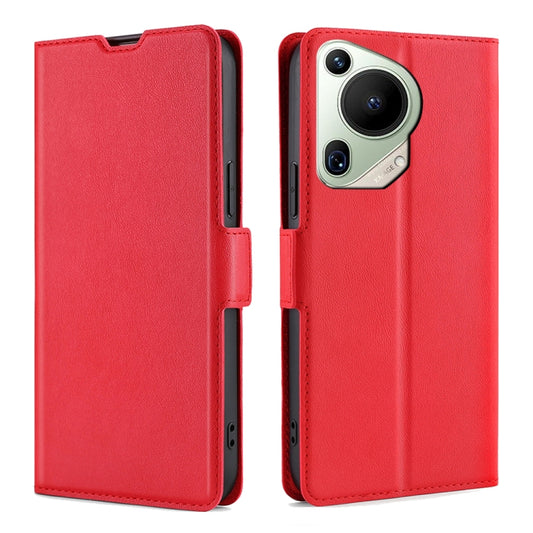 For Huawei Pura 70 Ultra Ultra-thin Voltage Side Buckle Horizontal Flip Leather Phone Case(Red) - Huawei Cases by PMC Jewellery | Online Shopping South Africa | PMC Jewellery | Buy Now Pay Later Mobicred