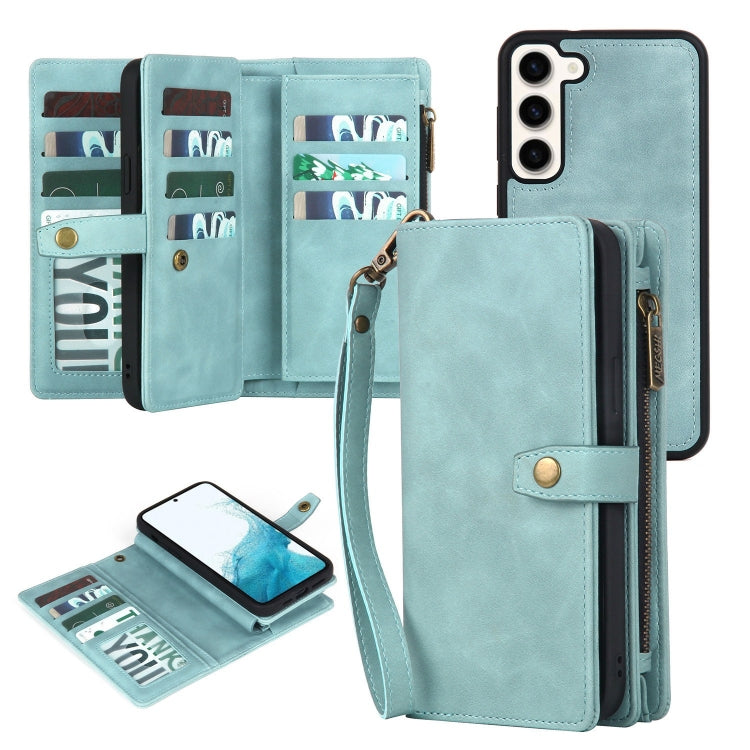 For Samsung Galaxy A12 5G Zipper Wallet Detachable MagSafe Leather Phone Case(Blue) - Galaxy Phone Cases by PMC Jewellery | Online Shopping South Africa | PMC Jewellery