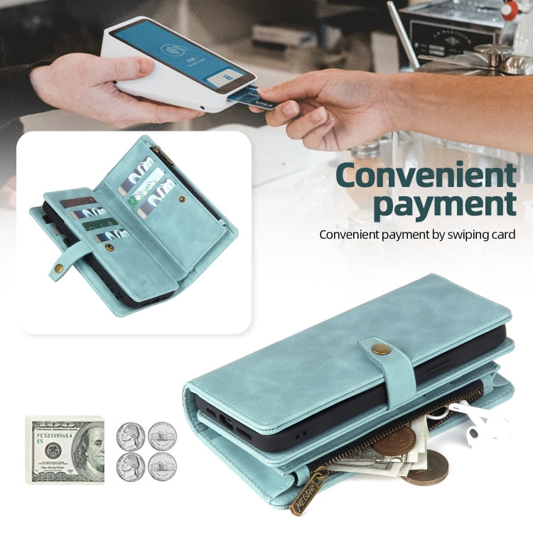 For Samsung Galaxy A14 5G Zipper Wallet Detachable MagSafe Leather Phone Case(Blue) - Galaxy Phone Cases by PMC TechLife | Online Shopping South Africa | PMC TechLife