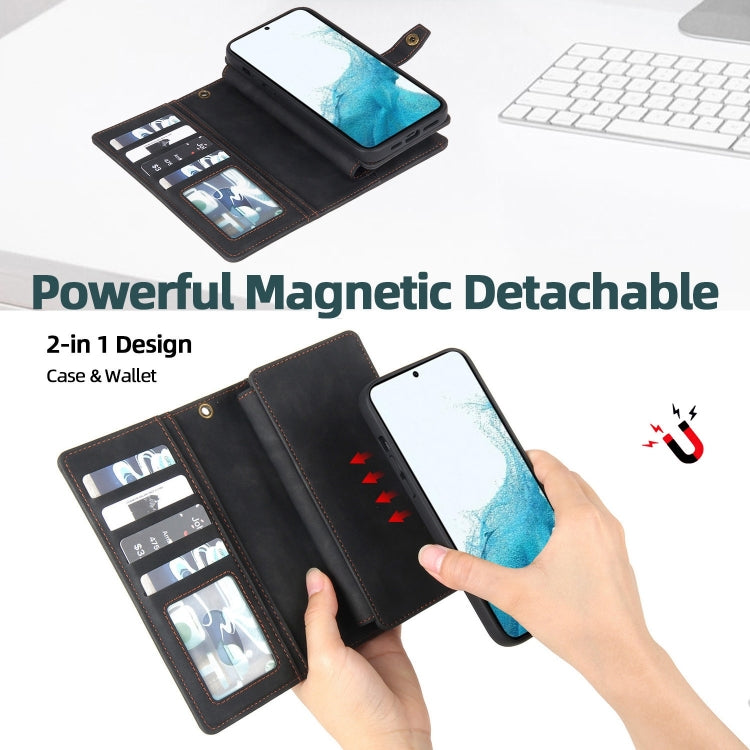 For Samsung Galaxy A42 5G Zipper Wallet Detachable MagSafe Leather Phone Case(Black) - Galaxy Phone Cases by PMC TechLife | Online Shopping South Africa | PMC TechLife